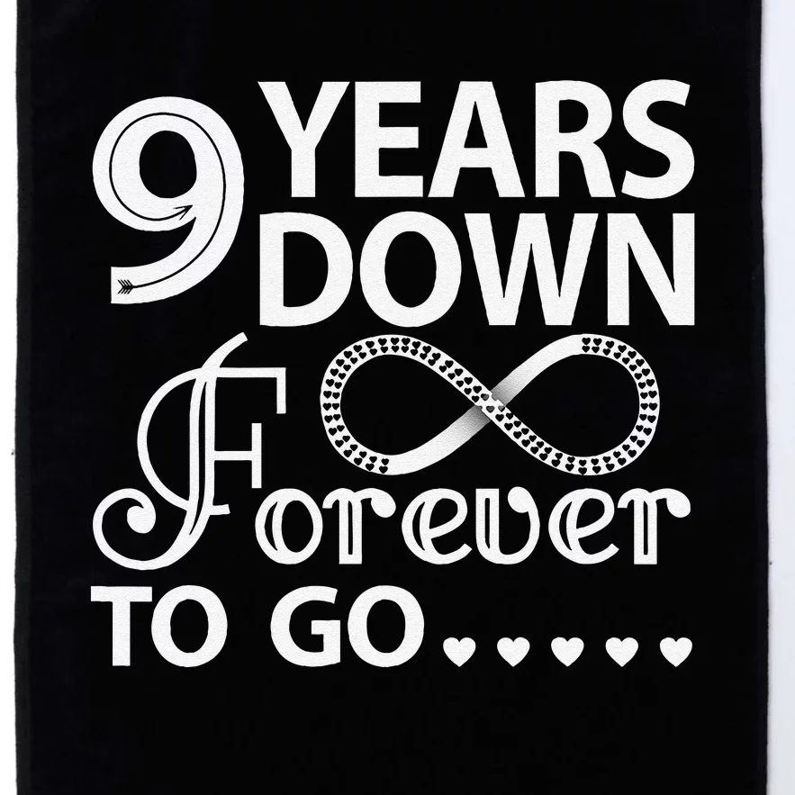 9 Years Down Forever To Go 9th Wedding Anniversary Platinum Collection Golf Towel