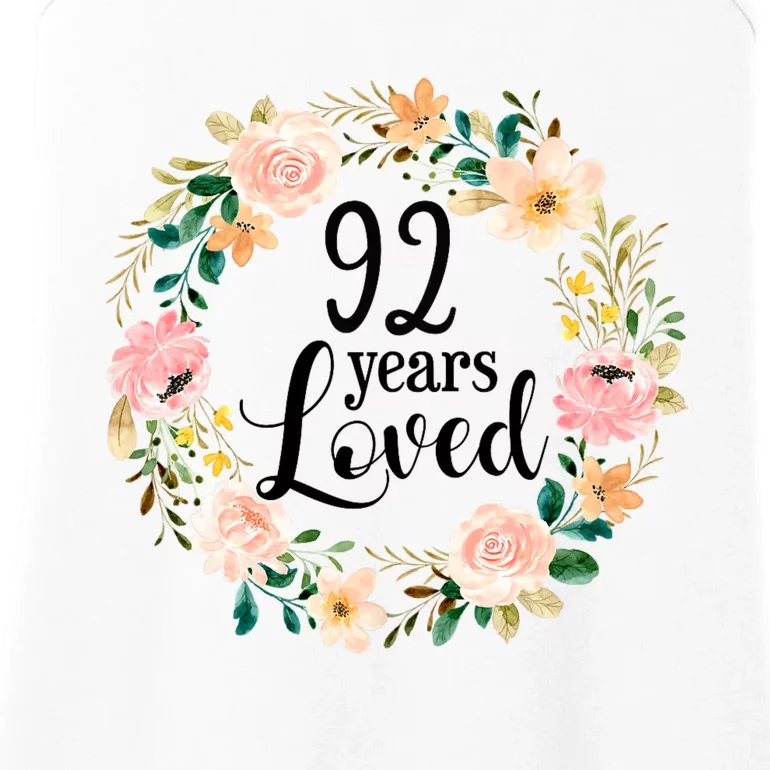 92 Years Loved 92 Year Old Women Floral 92nd Birthday Gift Ladies Essential Tank