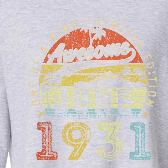 92 Year Old Awesome Since June 1931 92th Birthday Cropped Pullover Crew