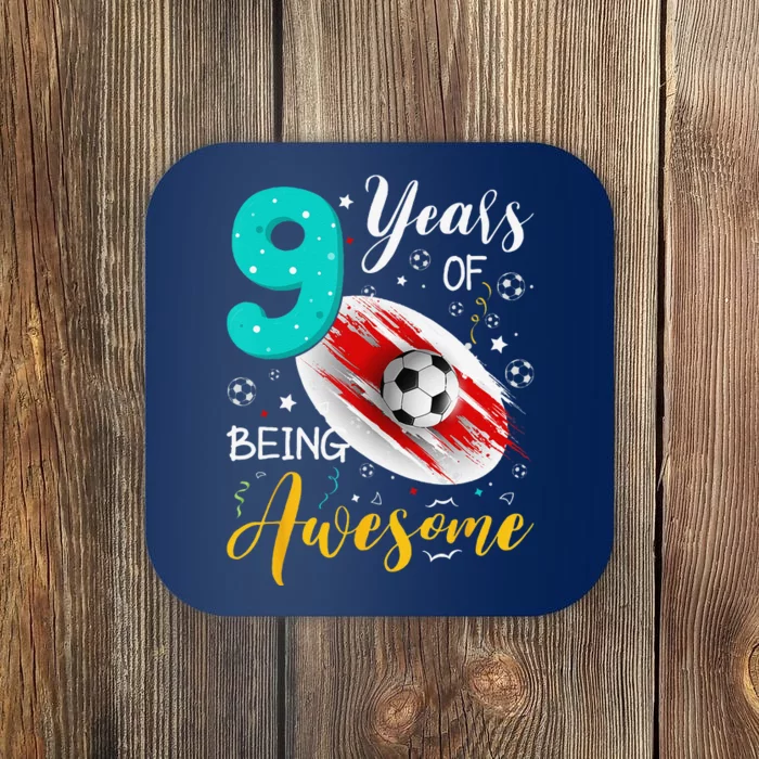 9 Year Old Soccer 9th Birthday Soccer Coaster