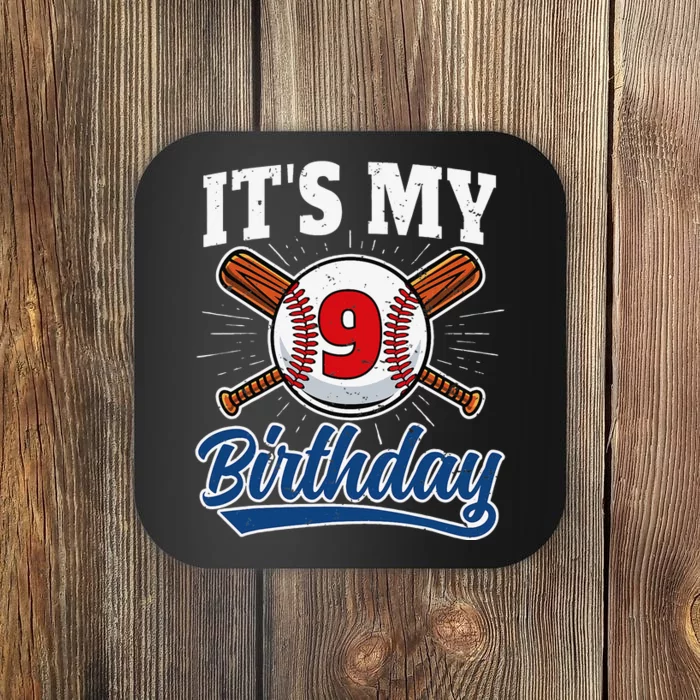 9 Years Old Baseball Player 9th Birthday Party Coaster