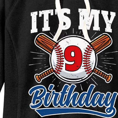 9 Years Old Baseball Player 9th Birthday Party Women's Fleece Hoodie