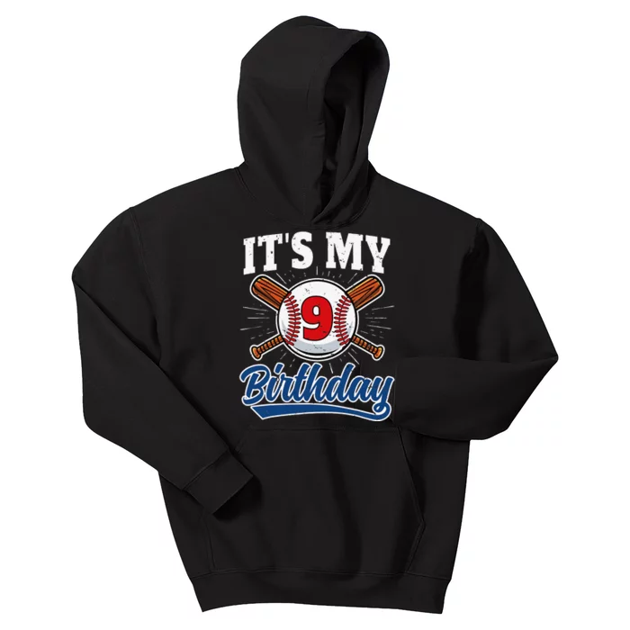 9 Years Old Baseball Player 9th Birthday Party Kids Hoodie