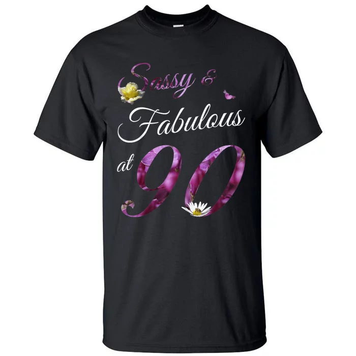 90 Year Old Sassy & Fabulous Floral 1933 90th Birthday Gift Tall T-Shirt