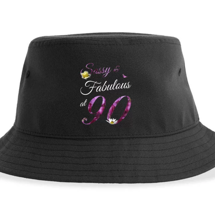 90 Year Old Sassy & Fabulous Floral 1933 90th Birthday Gift Sustainable Bucket Hat