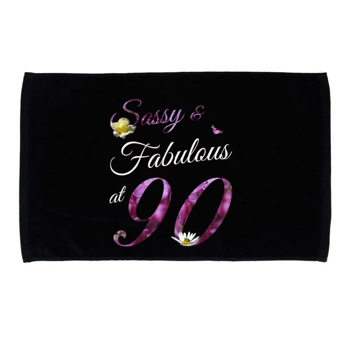 90 Year Old Sassy & Fabulous Floral 1933 90th Birthday Gift Microfiber Hand Towel