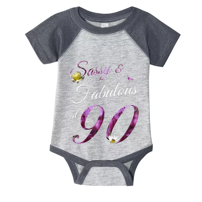 90 Year Old Sassy & Fabulous Floral 1933 90th Birthday Gift Infant Baby Jersey Bodysuit