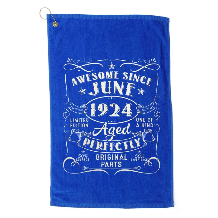 99 Year Old Awesome Since June 1924 99th Birthday Platinum Collection Golf Towel