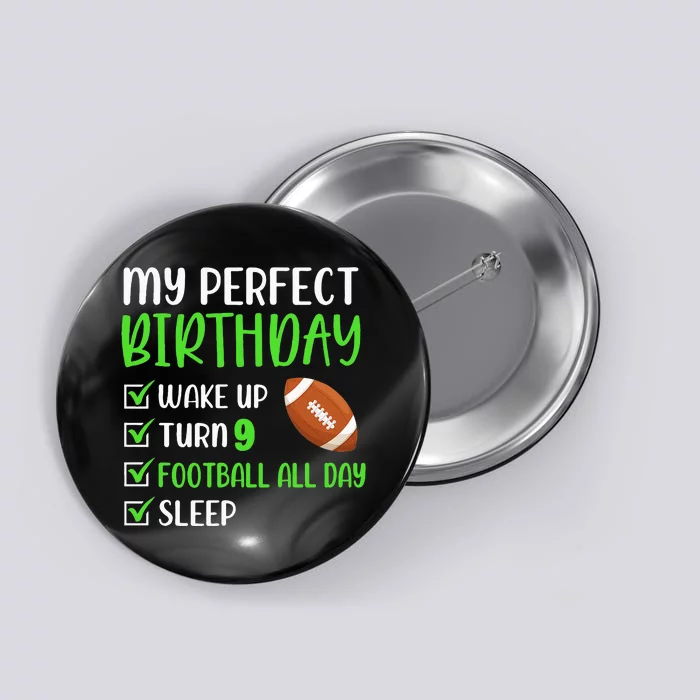 9 Year Old American Football Birthday Party 9th Boy Player Button