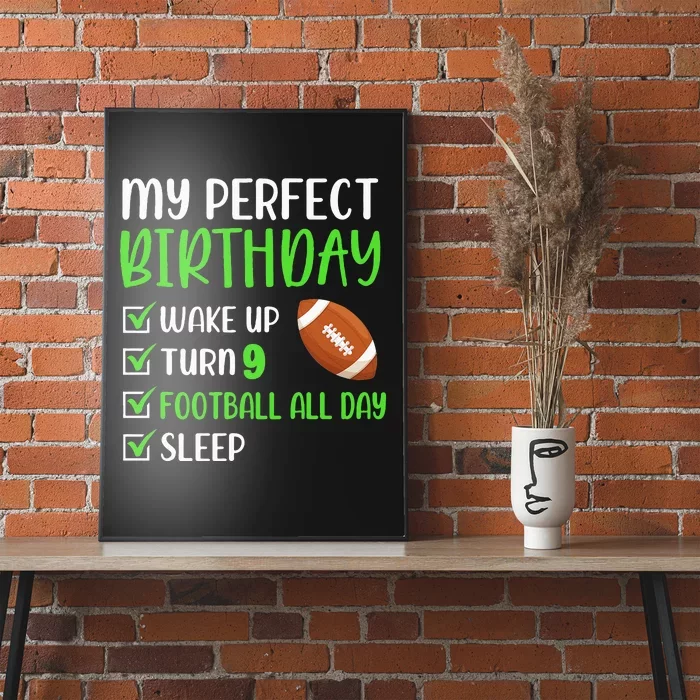 9 Year Old American Football Birthday Party 9th Boy Player Poster