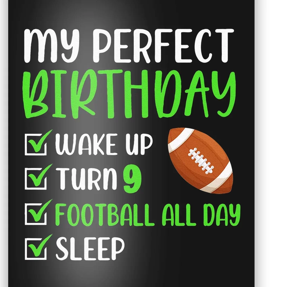 9 Year Old American Football Birthday Party 9th Boy Player Poster