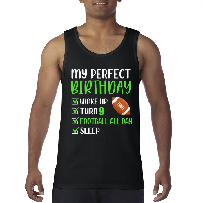 9 Year Old American Football Birthday Party 9th Boy Player Tank Top