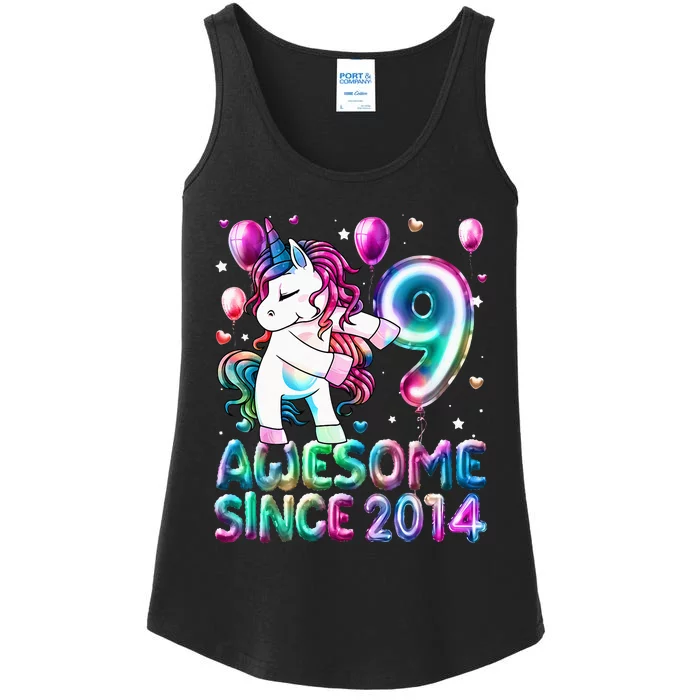 9 Years Old Unicorn Flossing 9th Birthday Girl Unicorn Party Ladies Essential Tank