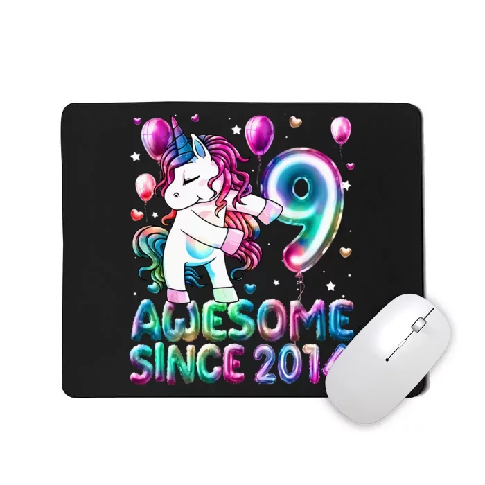 9 Years Old Unicorn Flossing 9th Birthday Girl Unicorn Party Mousepad