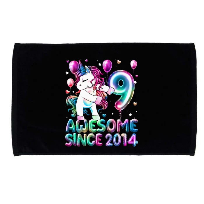 9 Years Old Unicorn Flossing 9th Birthday Girl Unicorn Party Microfiber Hand Towel