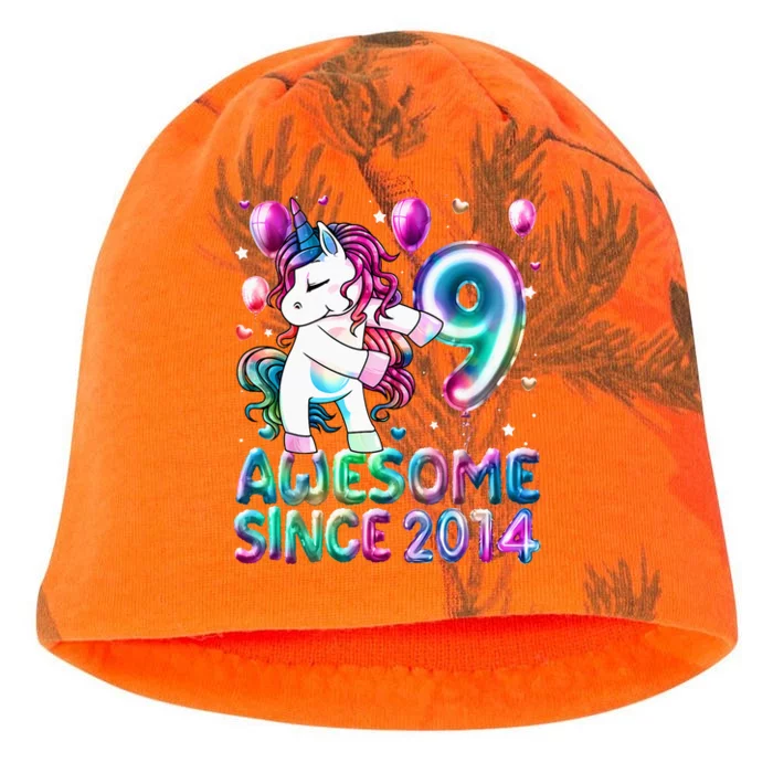 9 Years Old Unicorn Flossing 9th Birthday Girl Unicorn Party Kati - Camo Knit Beanie