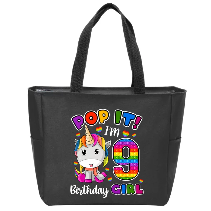 9 Year Old Gift 9th Birthday Girl Unicorn Pop It Fidget Zip Tote Bag