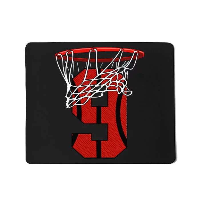 9 Years Old 9th Birthday Basketball Gift For Party Mousepad