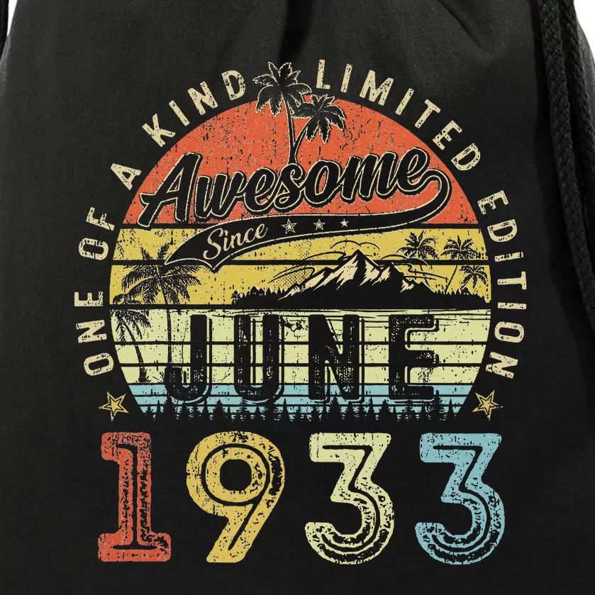 90 Year Old Awesome Since June 1933 90th Birthday Drawstring Bag