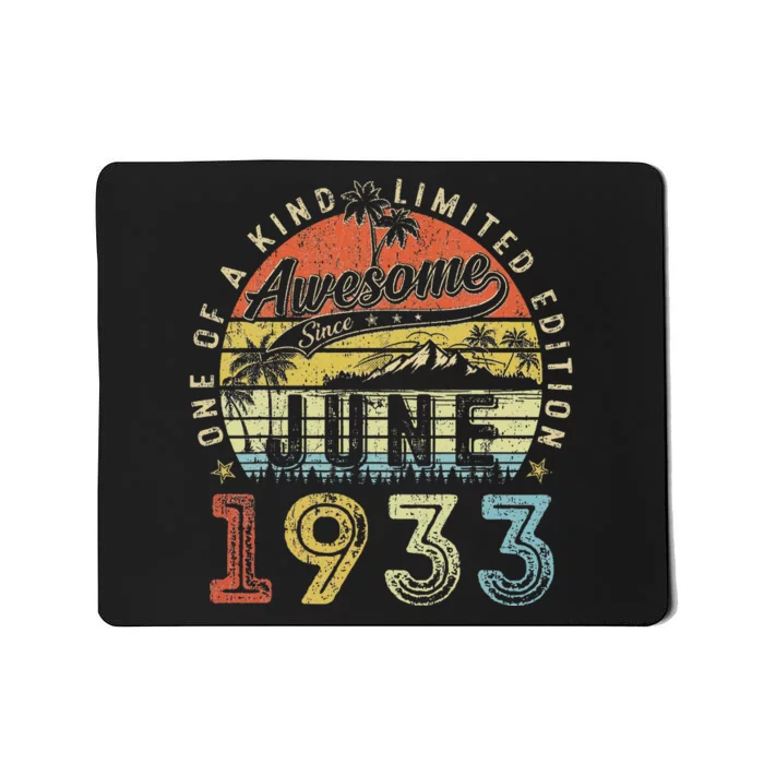 90 Year Old Awesome Since June 1933 90th Birthday Mousepad