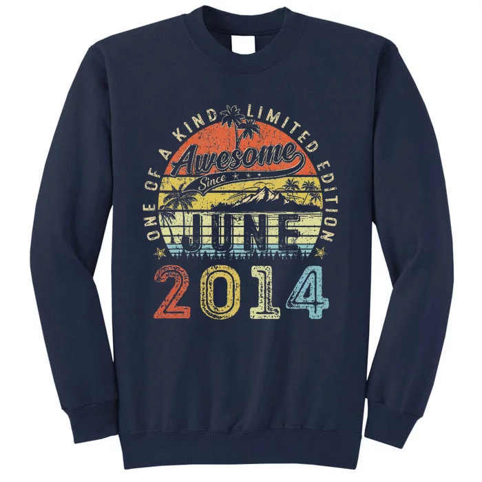 9 Year Old Awesome Since June 2014 9th Birthday Tall Sweatshirt