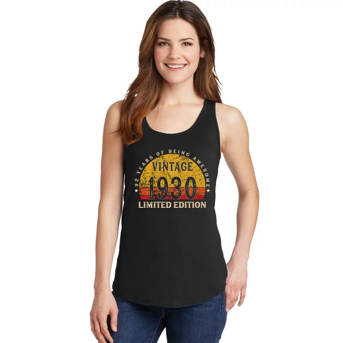 92 Year Old Gifts Retro Vintage 1930 Limited Edition 92th Birthday Ladies Essential Tank