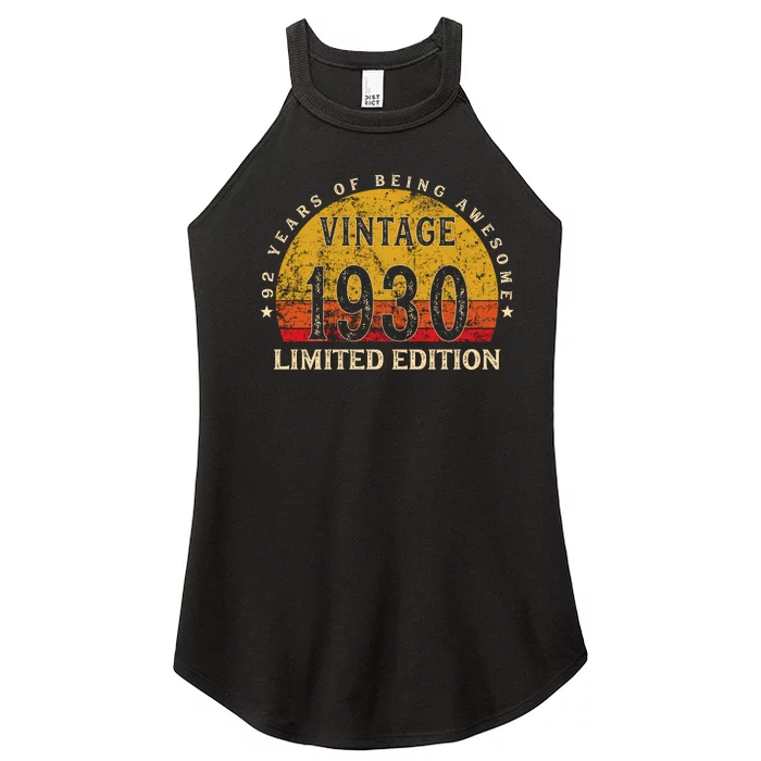 92 Year Old Gifts Retro Vintage 1930 Limited Edition 92th Birthday Women’s Perfect Tri Rocker Tank