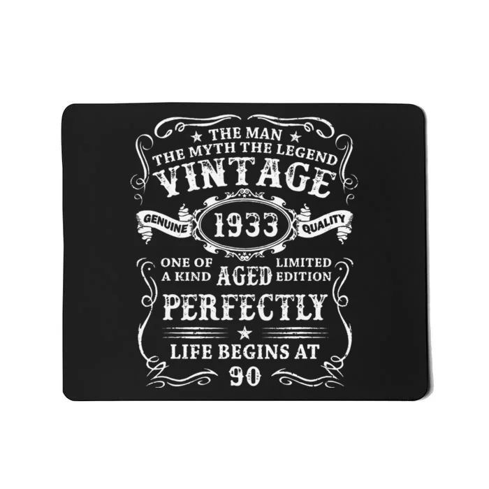 90 Year Old Gifts Vintage 1933 Man Myth Legend 90th Birthday Mousepad