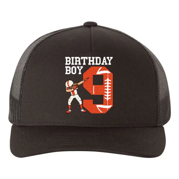 9 Years Old Boy Football Player 9th Football Birthday Yupoong Adult 5-Panel Trucker Hat