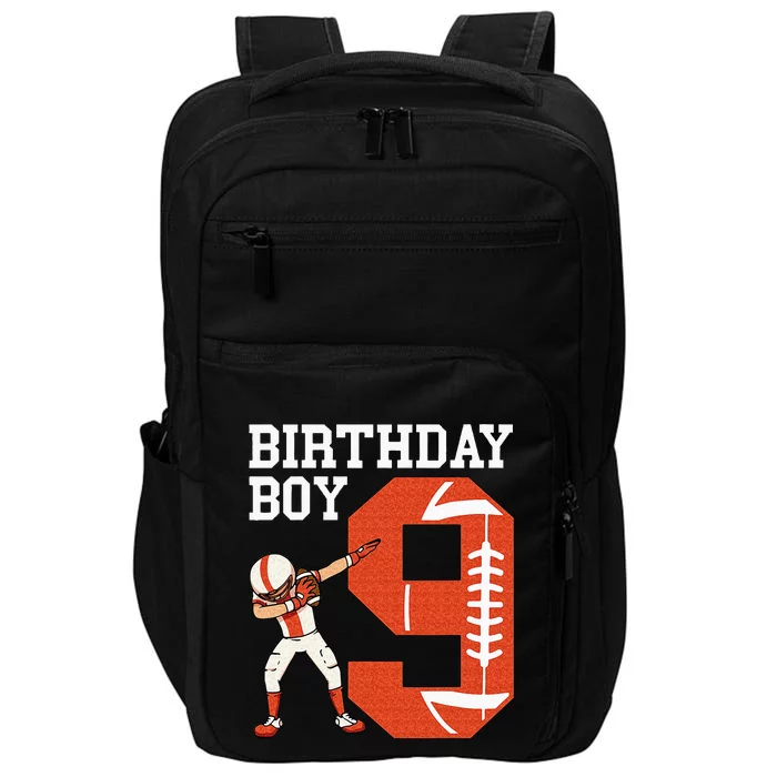 9 Years Old Boy Football Player 9th Football Birthday Impact Tech Backpack