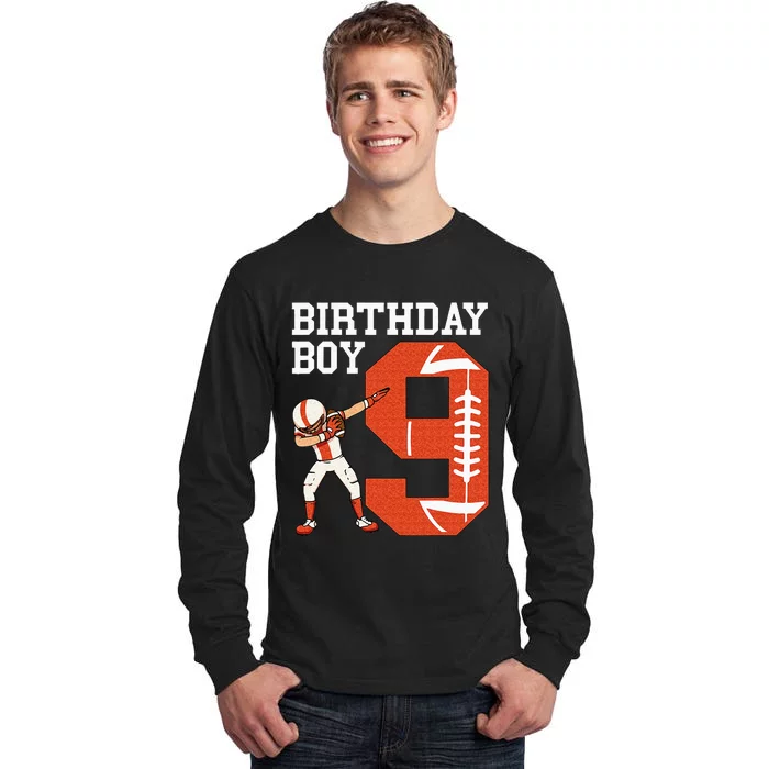 9 Years Old Boy Football Player 9th Football Birthday Tall Long Sleeve T-Shirt