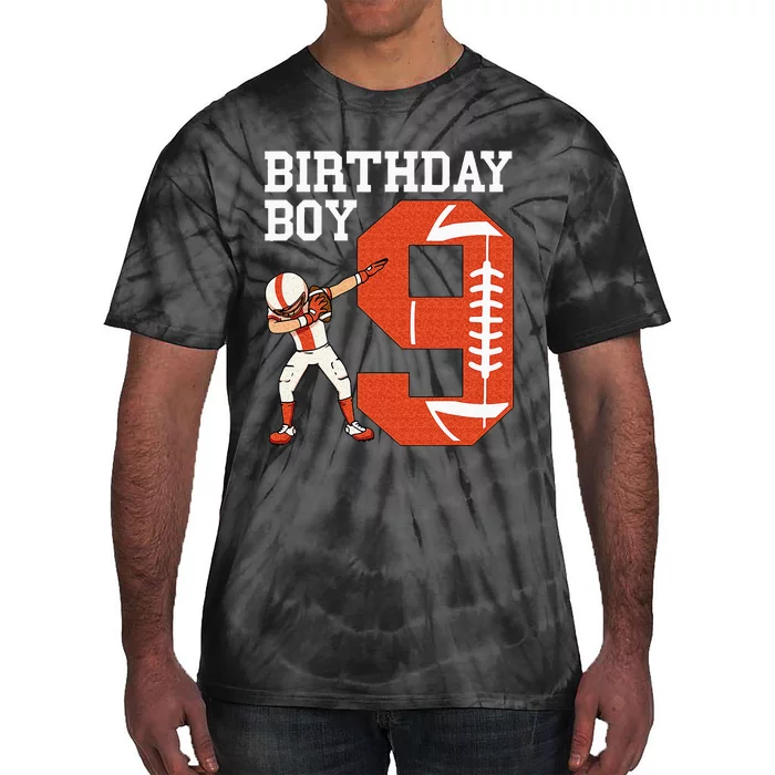 9 Years Old Boy Football Player 9th Football Birthday Tie-Dye T-Shirt