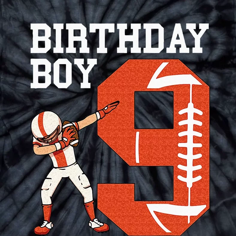 9 Years Old Boy Football Player 9th Football Birthday Tie-Dye T-Shirt