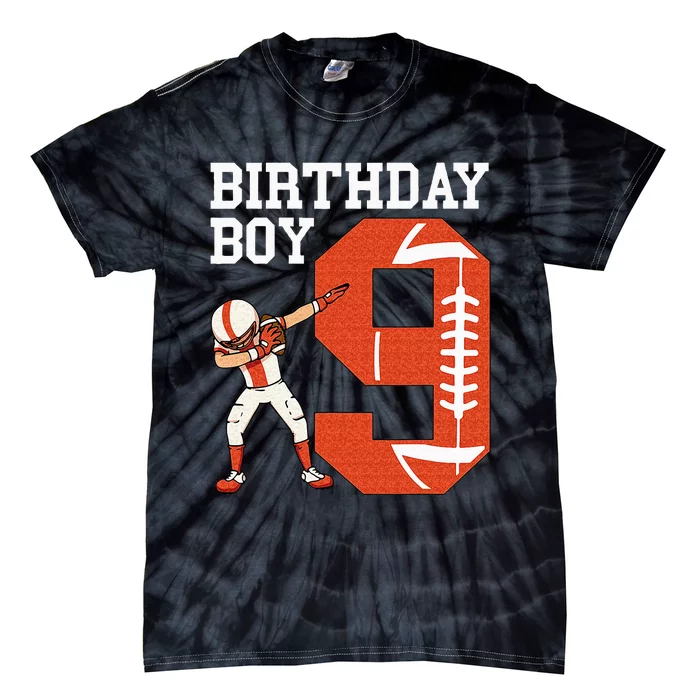 9 Years Old Boy Football Player 9th Football Birthday Tie-Dye T-Shirt