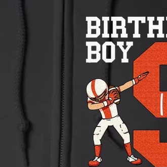 9 Years Old Boy Football Player 9th Football Birthday Full Zip Hoodie