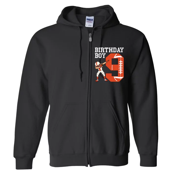 9 Years Old Boy Football Player 9th Football Birthday Full Zip Hoodie