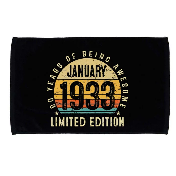 90 Years Old Gift January 1933 Limited Edition 90th Birthday Microfiber Hand Towel