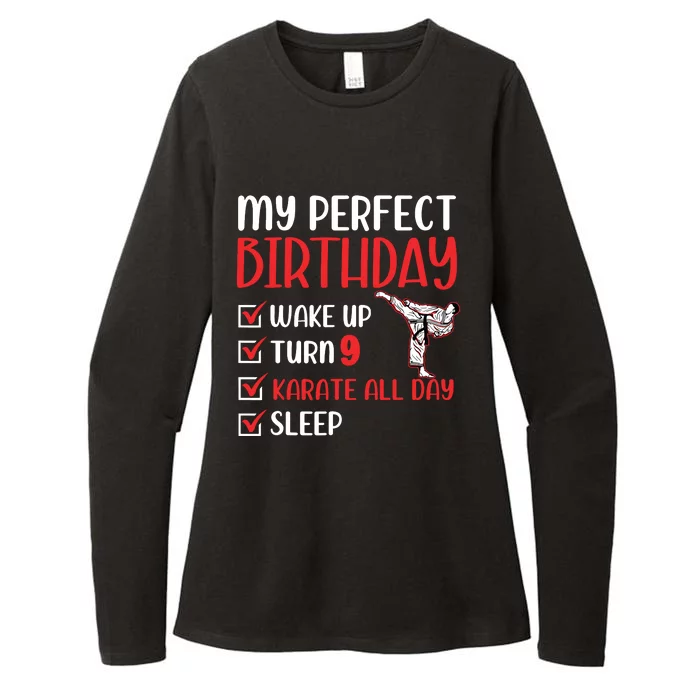 9 Year Old Karate Birthday Party 9th Player Womens CVC Long Sleeve Shirt