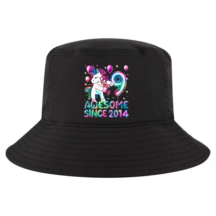 9 Years Old Unicorn Flossing 9th Birthday Girl Unicorn Party Cool Comfort Performance Bucket Hat