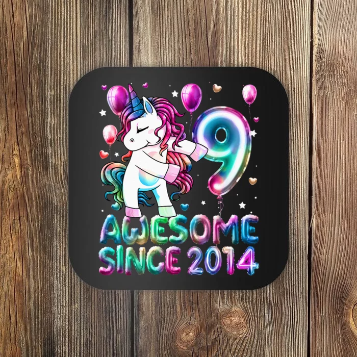 9 Years Old Unicorn Flossing 9th Birthday Girl Unicorn Party Coaster