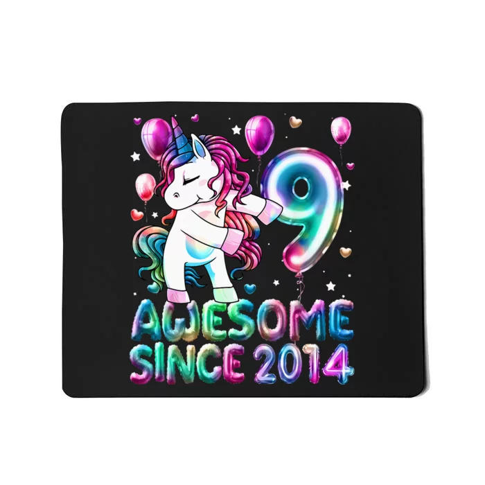 9 Years Old Unicorn Flossing 9th Birthday Girl Unicorn Party Mousepad