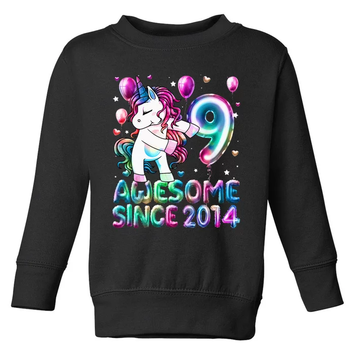 9 Years Old Unicorn Flossing 9th Birthday Girl Unicorn Party Toddler Sweatshirt