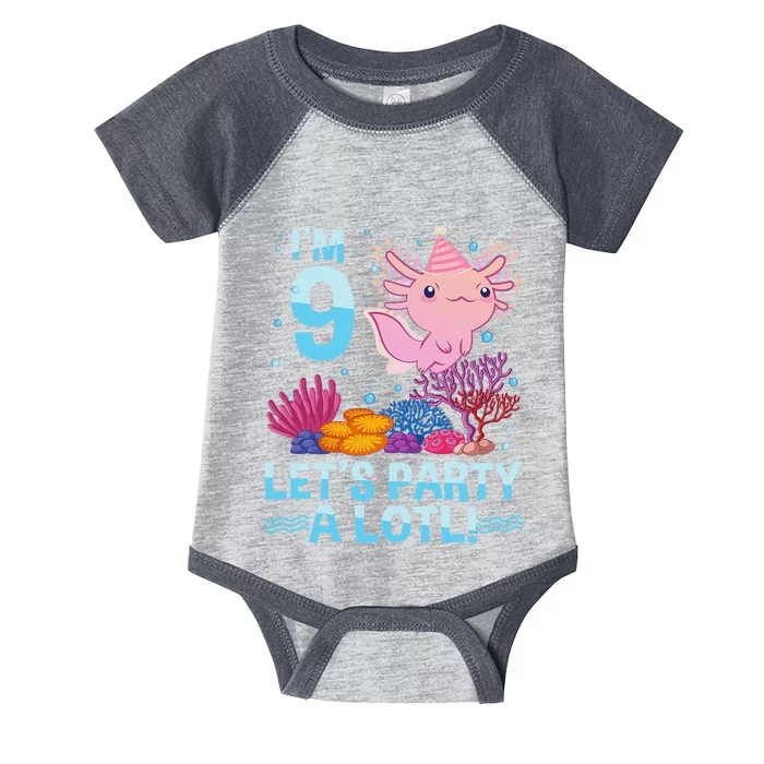 9 Year Old Axolotl Lover 9th Birthday Gift Infant Baby Jersey Bodysuit