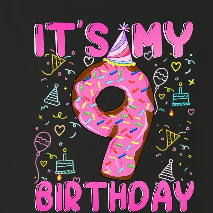 9 years old Funny Donut it's my 9th Birthday Toddler Long Sleeve Shirt