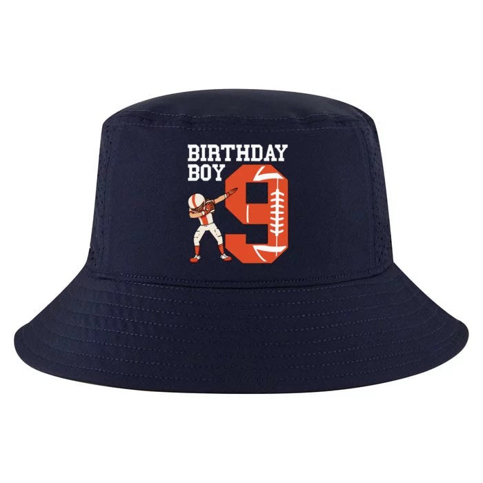 9 Years Old Football Player 9th Football Birthday Cool Comfort Performance Bucket Hat