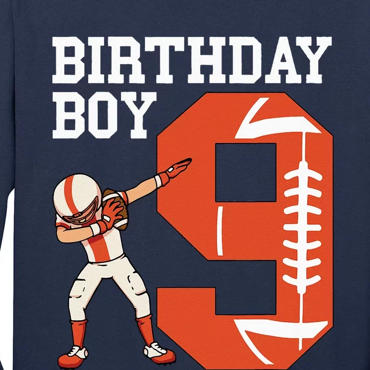 9 Years Old Football Player 9th Football Birthday Tall Long Sleeve T-Shirt