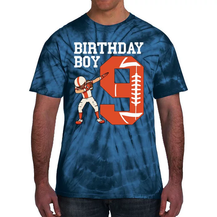 9 Years Old Football Player 9th Football Birthday Tie-Dye T-Shirt