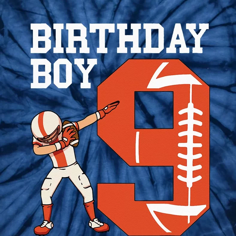 9 Years Old Football Player 9th Football Birthday Tie-Dye T-Shirt