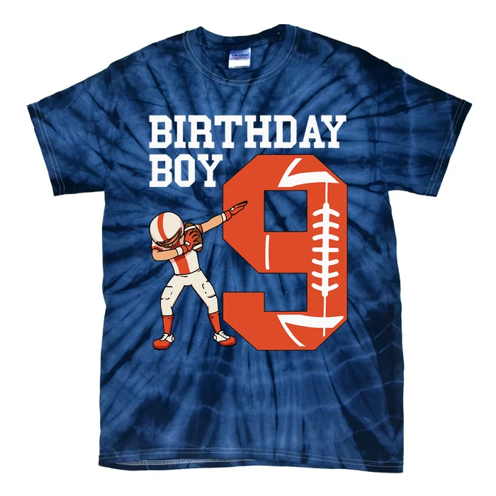 9 Years Old Football Player 9th Football Birthday Tie-Dye T-Shirt