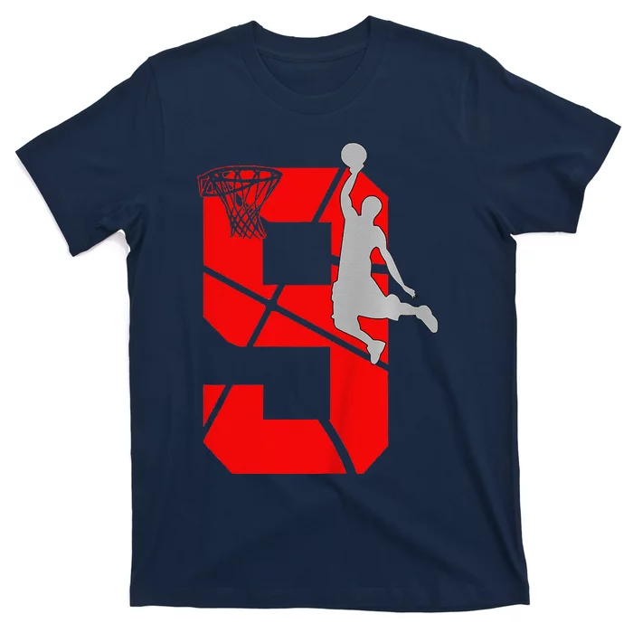 9 Year Old 9th Basketball Birthday Partytheme T-Shirt